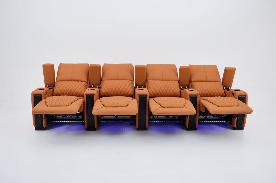Alexandra Luxury Home Theatre Electric Recliner 4 Seater Orange