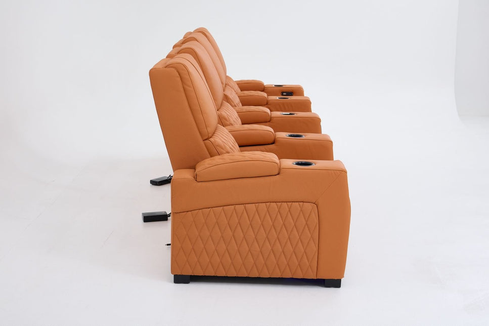 Alexandra Luxury Home Theatre Electric Recliner 4 Seater Orange