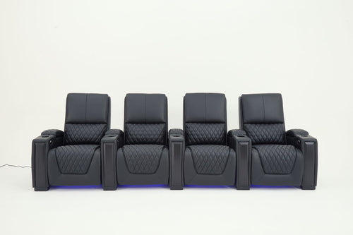 Alexandra Luxury Home Theatre Electric Recliner 4 Seater Black