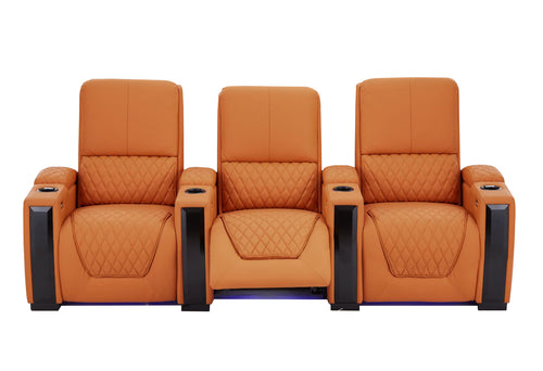 Alexandra Luxury Home Theatre Electric Recliner 3 Seater Orange