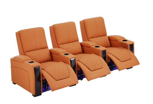 Alexandra Luxury Home Theatre Electric Recliner 3 Seater Orange