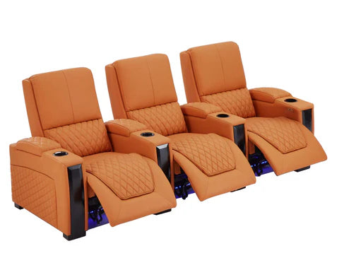 Alexandra Luxury Home Theatre Electric Recliner 3 Seater Orange