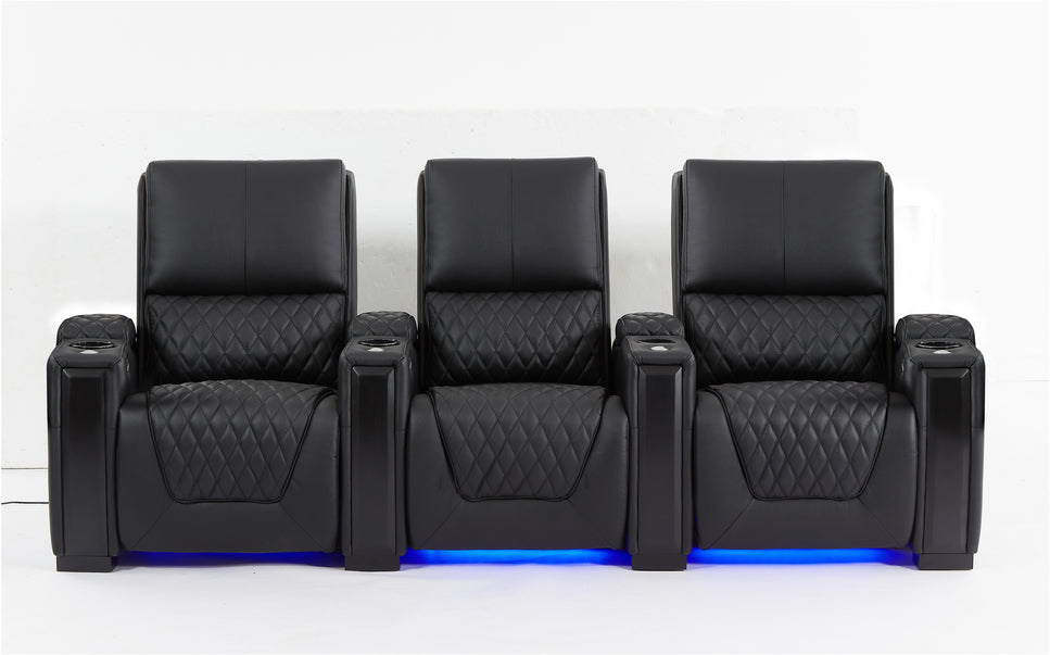 Alexandra Luxury Home Theatre Electric Recliner 3 Seater Black