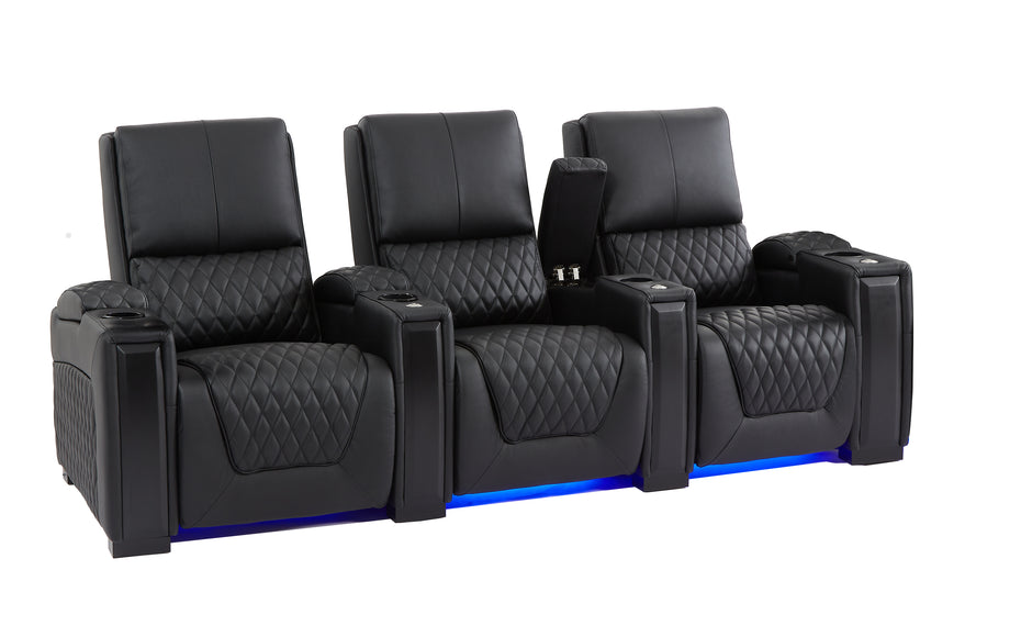 Alexandra Luxury Home Theatre Electric Recliner 3 Seater Black