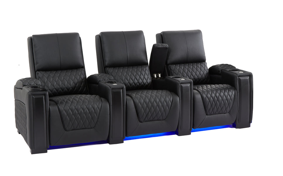 Alexandra Luxury Home Theatre Electric Recliner 3 Seater Black