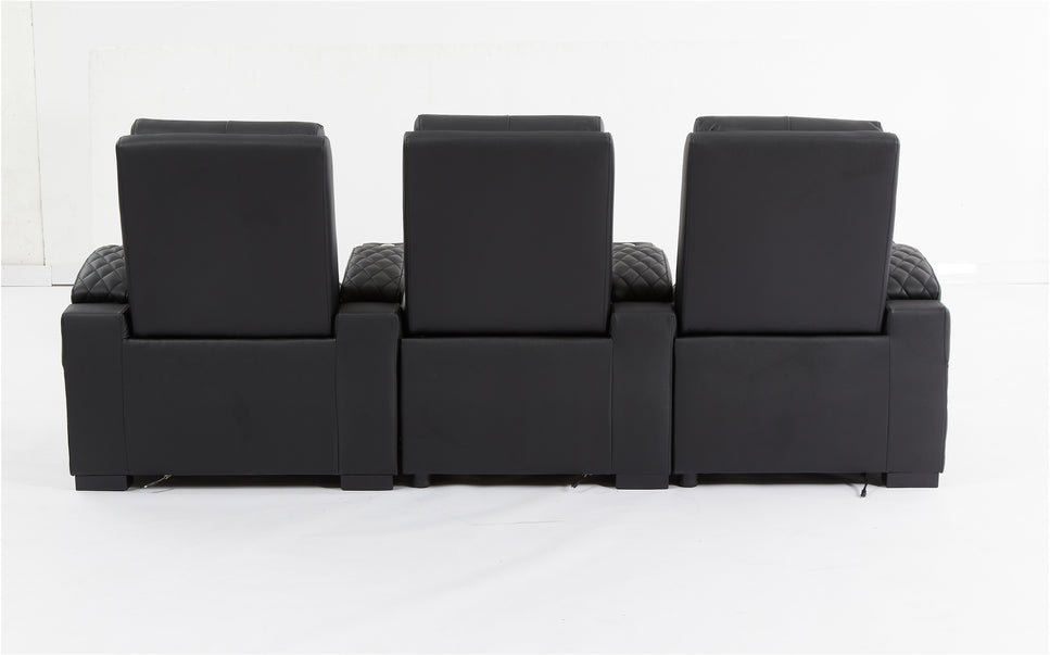 Alexandra Luxury Home Theatre Electric Recliner 3 Seater Black