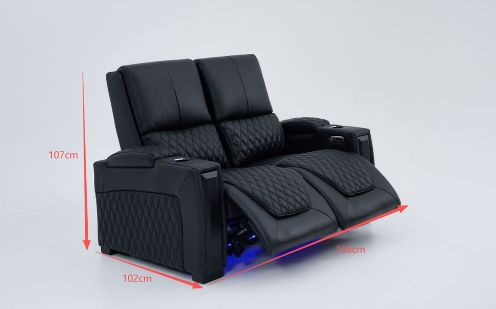 Alexandra LoveSeat Home Theatre Recliner Black