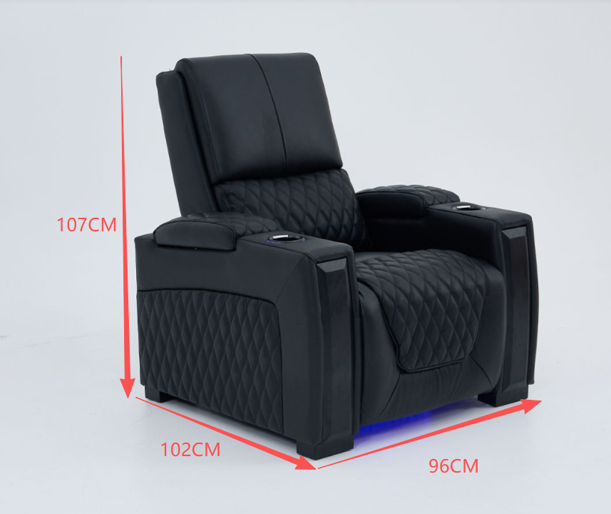 Alexandra Home Theatre Single Electric Recliner Black