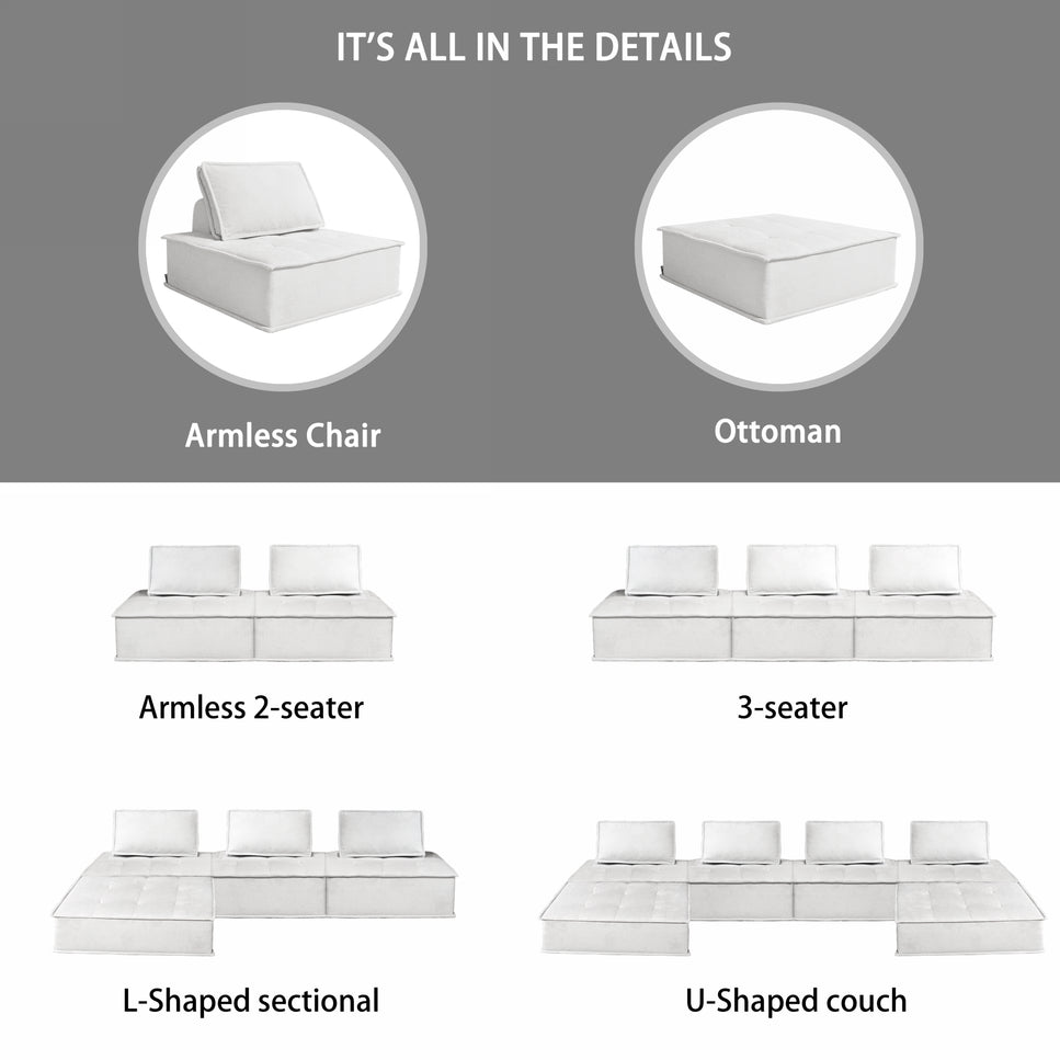 Olivia Mordern Soft Upholstered Loveseat Modular Sofa Lounge Accent Chair( Set of 2)