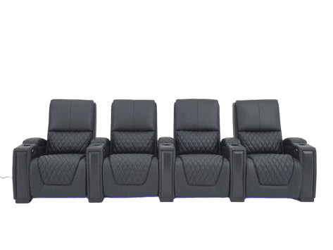 Alexandra Luxury Home Theatre Electric Recliner 4 Seater Black